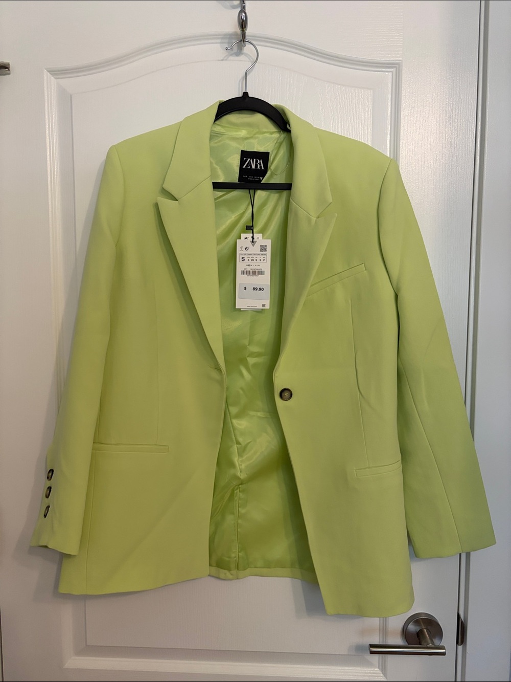 Zara Lime Green Single-Button Blazer